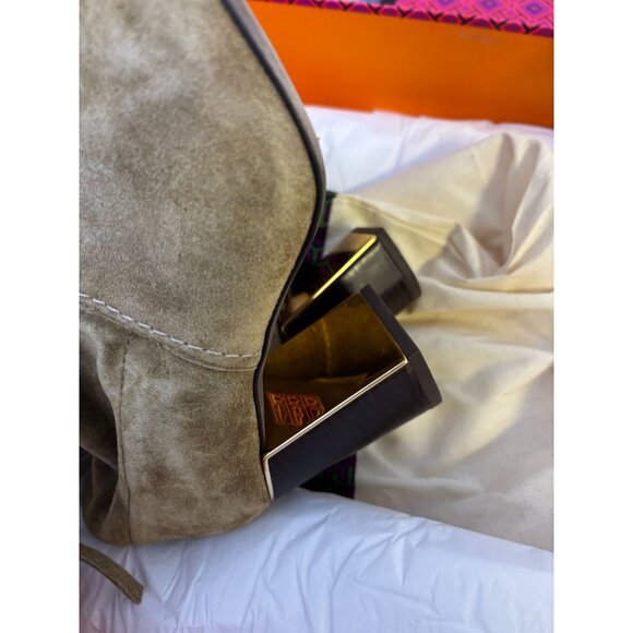 Tory Burch Suede Brown Block Heel Booties Size 7.5 - Picture 12 of 14